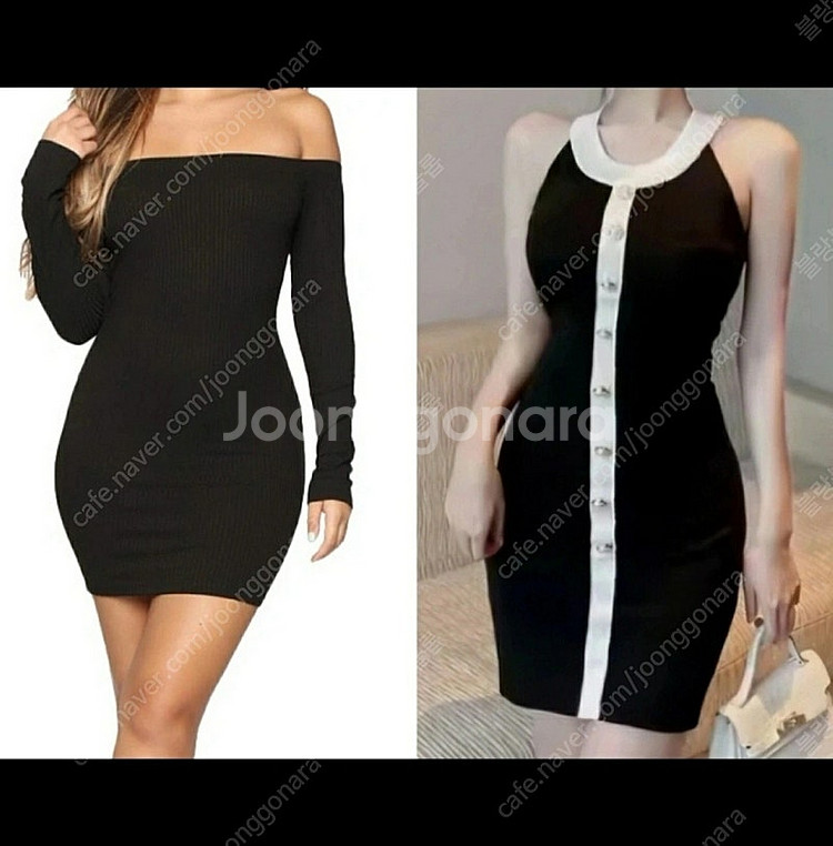 블랙 골지 긴팔 오프숄더 나시 민소매 여름 원피스 연말...--0