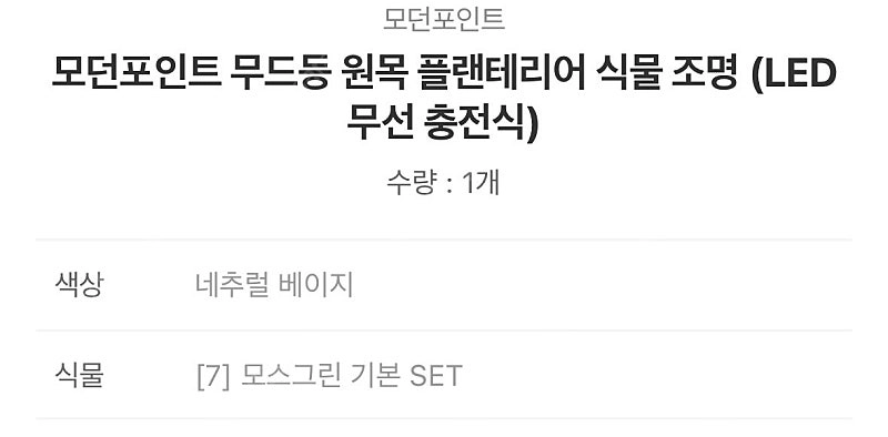 모던포인트 무드등 원목 플랜테리어 식물 조명 이미지