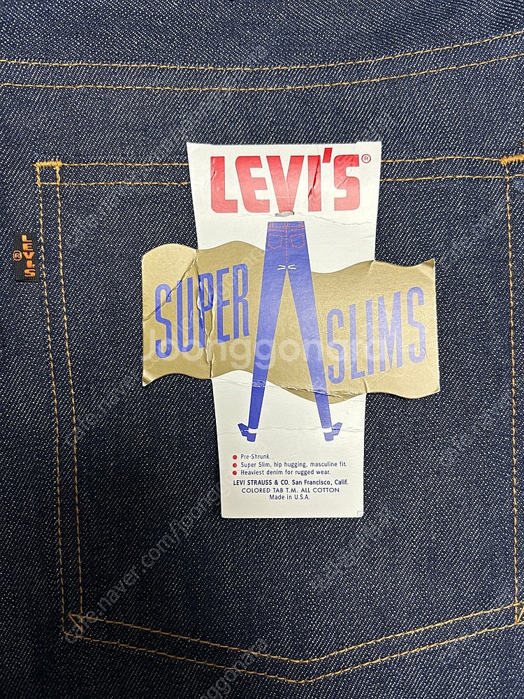 리바이스 LEVI'S LVC 606 1965년 모델 인디고 리지드 슈퍼슬림 미국산 (34 X 34) 새상품--4