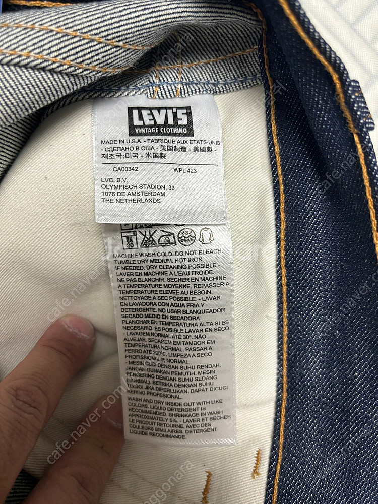 리바이스 LEVI'S LVC 606 1965년 모델 인디고 리지드 슈퍼슬림 미국산 (34 X 34) 새상품--7