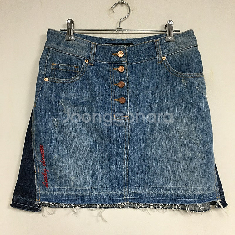 럭키슈에뜨 레터링 데님 스커트 36 / 랑방 마인 오브...--0