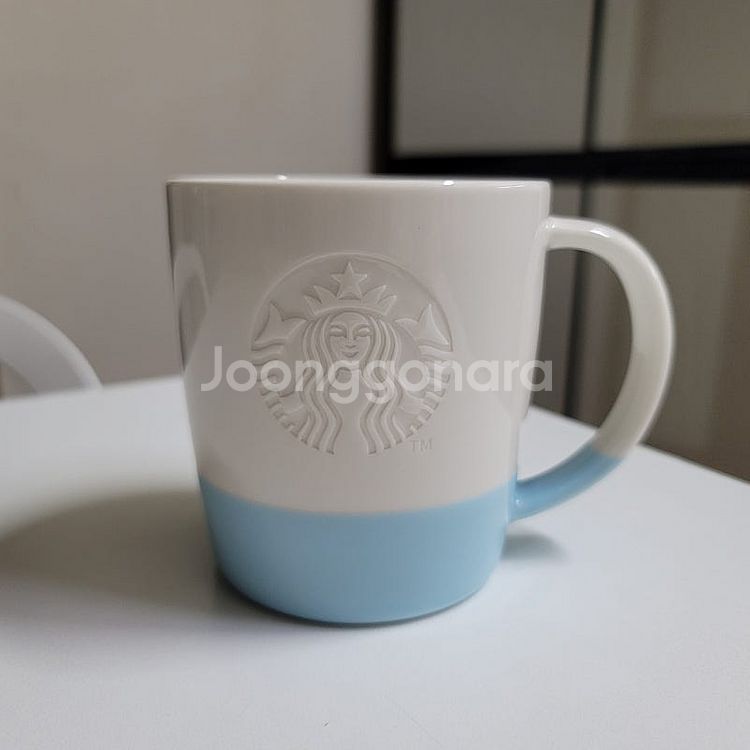 스타벅스 에치드 사이렌 머그 하늘색 컵 355ml--0
