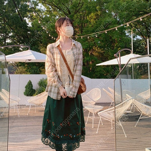 새상품) 모리걸 빈티지 할미룩 꽃 자수 레이스 프릴 녹색 그린 롱스커트