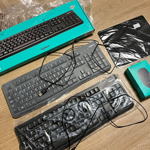로지텍 USB 유선 키보드,마우스,패드 일괄