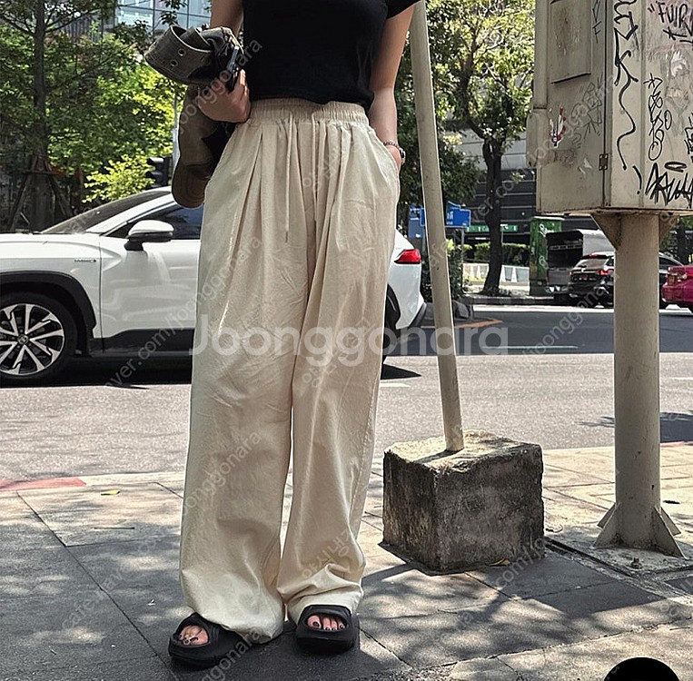 먼데이오프 와이드 밴딩 린넨팬츠. 런던플랏 릿킴 로웨어...--1