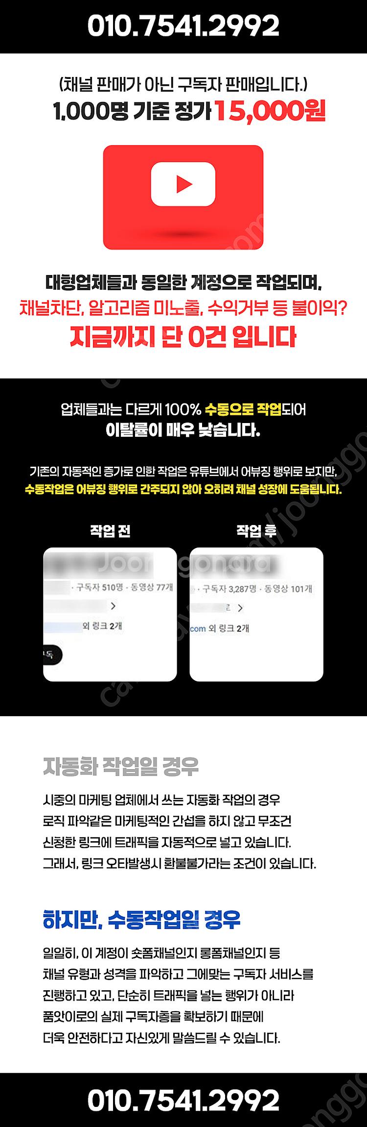 유튜브 구독자 1만명 250,000원 판매합니다.--1