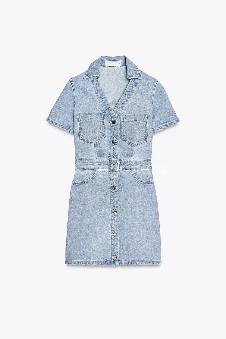 zara 자라 Z1975 데님 미니 반소매 원피스 새상...--3