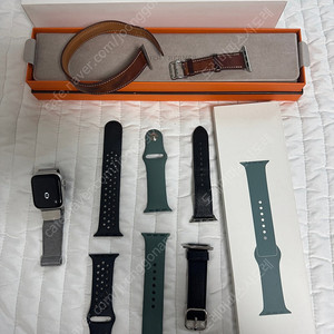 애플워치 5시리즈 40사이즈 + 38-41 밴드 5종 - 에르메스 더블 밴드/ 애플정품 러버, 스틸밴드, 케이스티파이 가죽밴드, 일괄 판매