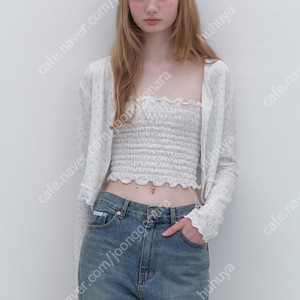 순수 soonsu Lazy Print Cardigan (White)