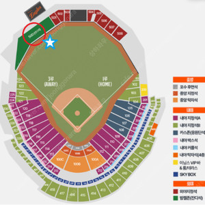 8월 13일 수요일 한화 롯데 외야지정석 506,507구역 2~6연석
