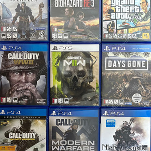 PS4/플스4/PS5/플스5 FC24, 라이즈 오브 툼레이더, 위쳐3, 콜 오브 듀티 인피니티 워페어 레거시 에디션, 월드워2, PES2021, 스파이더맨 마일즈 모랄레스, 일렉스