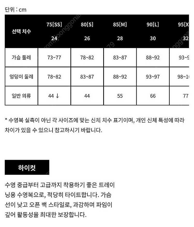 후그 723 여성 수영복 85 M 하이컷 르망고 센티 ...--2