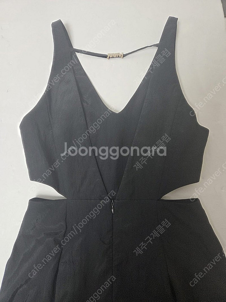 준지 브이넥 오픈 사이드 드레스 블랙(S)--5