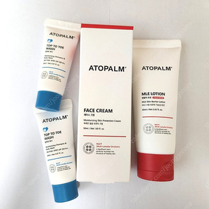 (미개봉 새상품)아토팜 페이스 크림 50ml, 엠엘이 로션 60ml, 탑투토 워시 20ml 2개