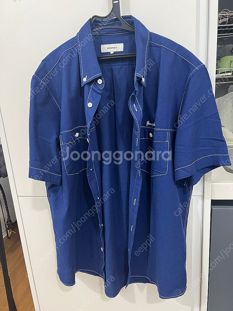 빈폴 레터링 데님 반팔 셔츠--1