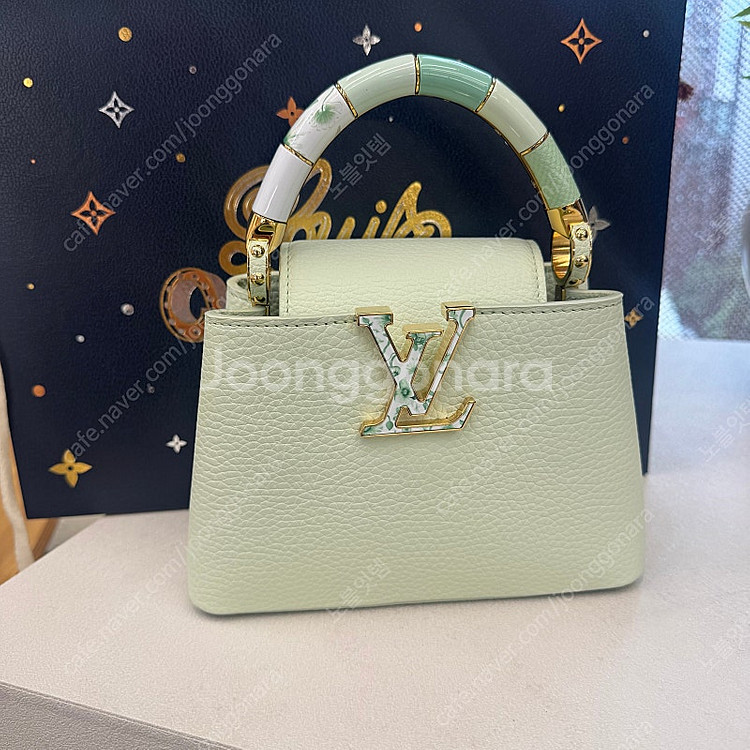 루이비통 카푸신 미니 베르도그린 토트 숄더백--0