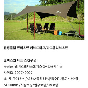 캠핑클럽 캔버스면 커브드타프 스킨만(타프 스킨)