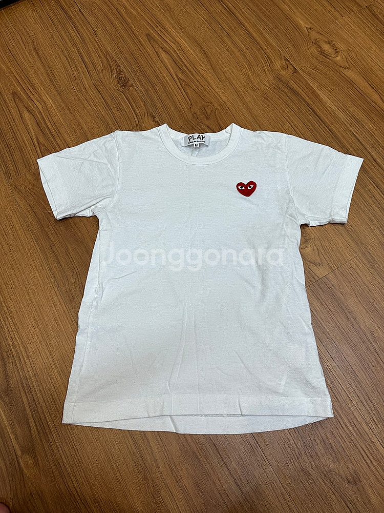 꼼데가르송 PLAY 흰색 M 반팔 티셔츠--1