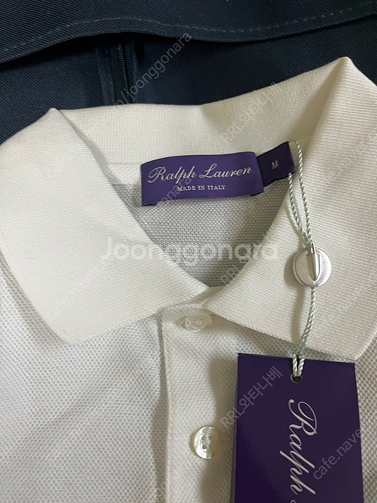 랄프로렌 퍼플라벨 로고 카라티 화이트 -size M---3