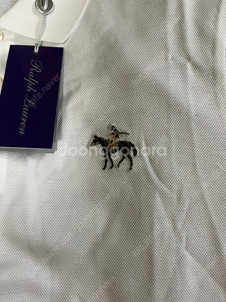 랄프로렌 퍼플라벨 로고 카라티 화이트 -size M---4