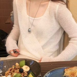 새상품) 온스 키드모헤어 랩 니트 아이보리 (니드오브, 뮤렛)