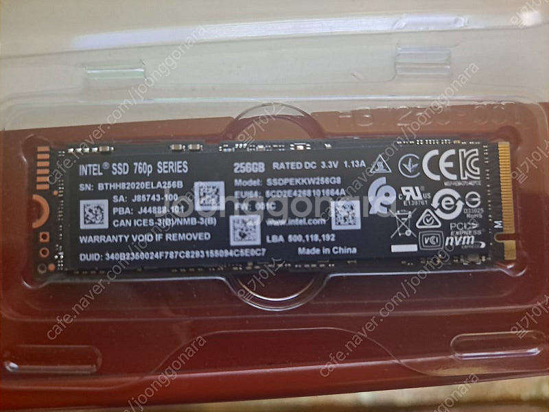 ssd 인텔 760p m.2 nvme 256g 팝니다--2