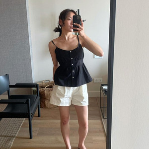 오어 ORE Shirring Sleeveless BL Black