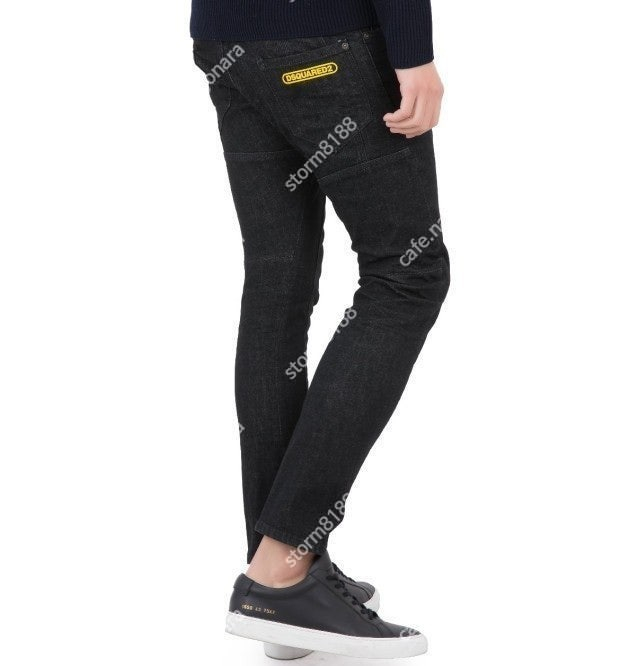 디스퀘어드 옐로우로고 흑청 슬림바이커진 44 남성청바지 블랙진 디퀘2 발망 필립플레인 디젤 돌체앤가바나 구찌 오프화... 이미지