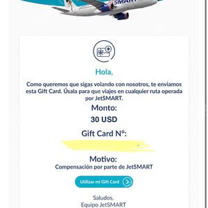 Jetsmart 젯스마트 30달러 상품권