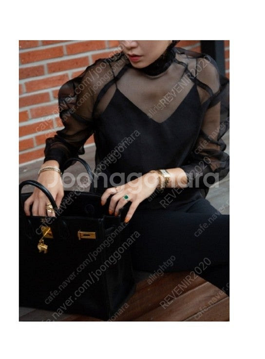 몽또또 MONTTOTTO 오간자 시스루 블라우스 사이즈 55~66--0