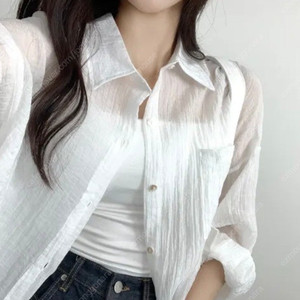 여름 시스루 오버핏 남방 바캉스 셔츠 화이트 수영복 커버업 살안타템