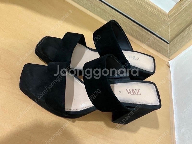 자라(ZARA) 스웨이드 레더 플랫폼 하이힐 샌들--4