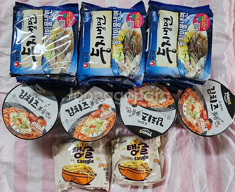 둥지냉면 멀티3,컵라면4,탱글 갈릭오일파스타 낱개2--0