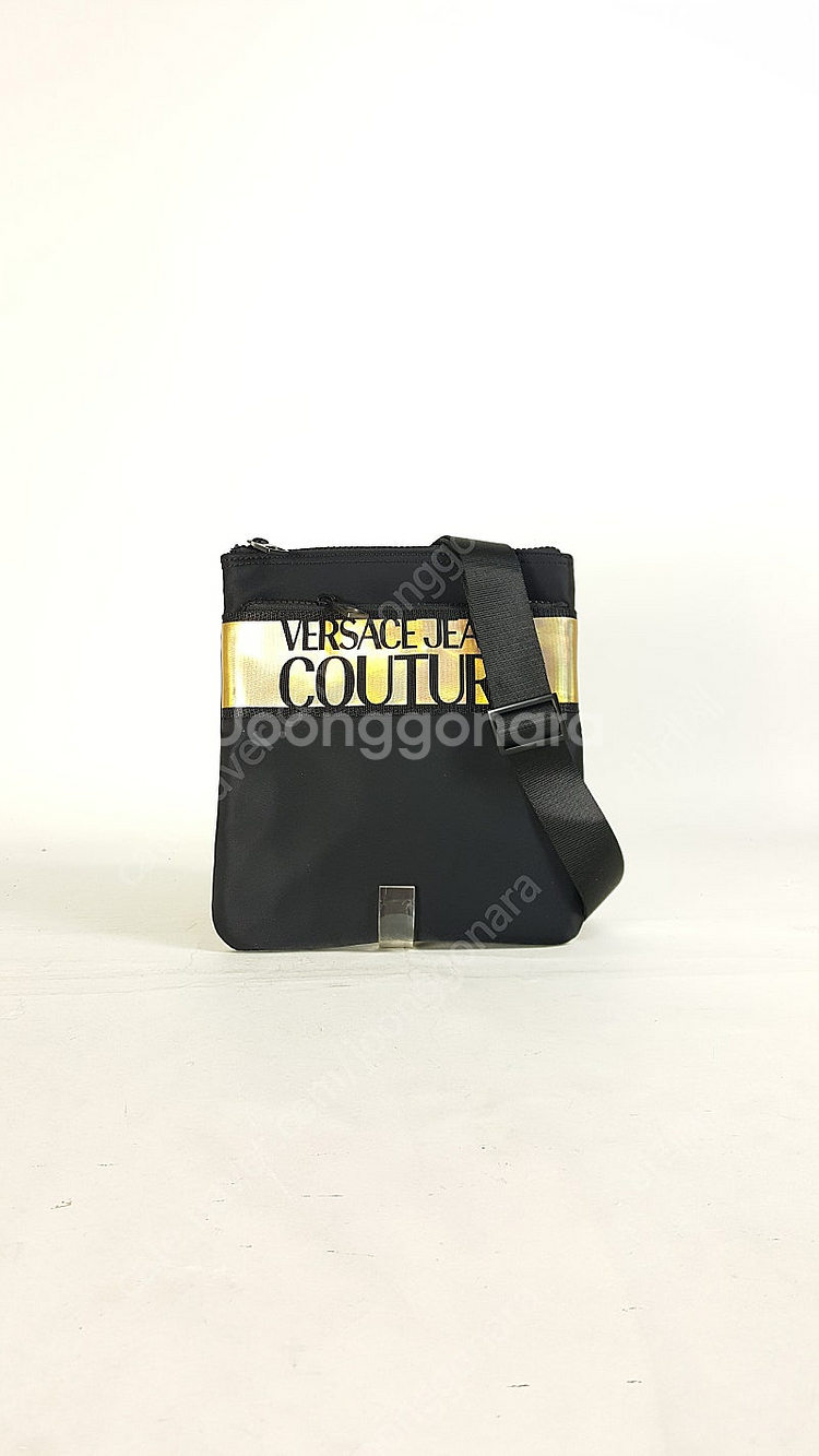 베르사체 검정/골드 나일론 남성 크로스백 정품 베르사체진스꾸뛰르--0