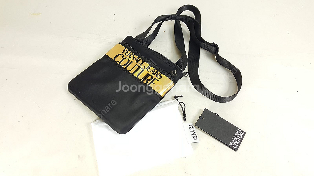 베르사체 검정/골드 나일론 남성 크로스백 정품 베르사체진스꾸뛰르--7