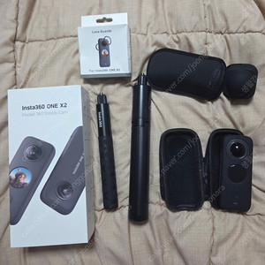 인스타 360 insta 360 x2 액션캠 카메라 풀박 메모리 및 셀피스틱 삼각대
