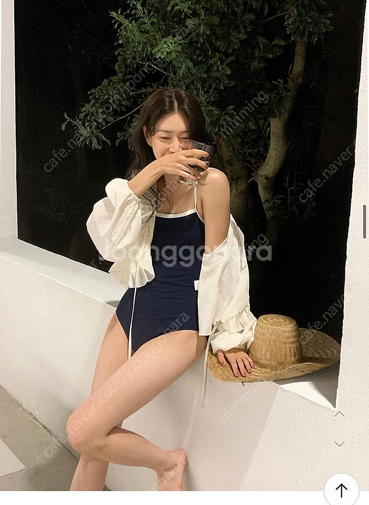 언더비 레베라 모노키니 / 원로그 코니 배색 모노키니--4