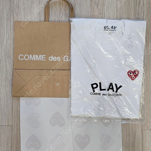 24ss 꼼데가르송 신형 반팔티 화이트 레드와펜 L (새상품, 종이백O)