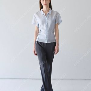 하와 오로르 시스루 셔츠 블라우스 블루 새상품