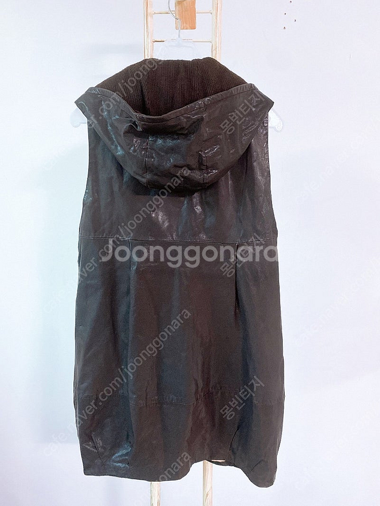 (66)ing A여자고트가죽후드롱조끼--3