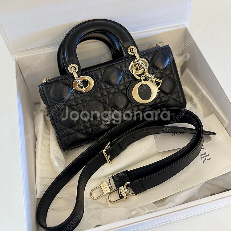 디올 레이디 디조이 스몰 까나쥬블랙 램스킨백--0