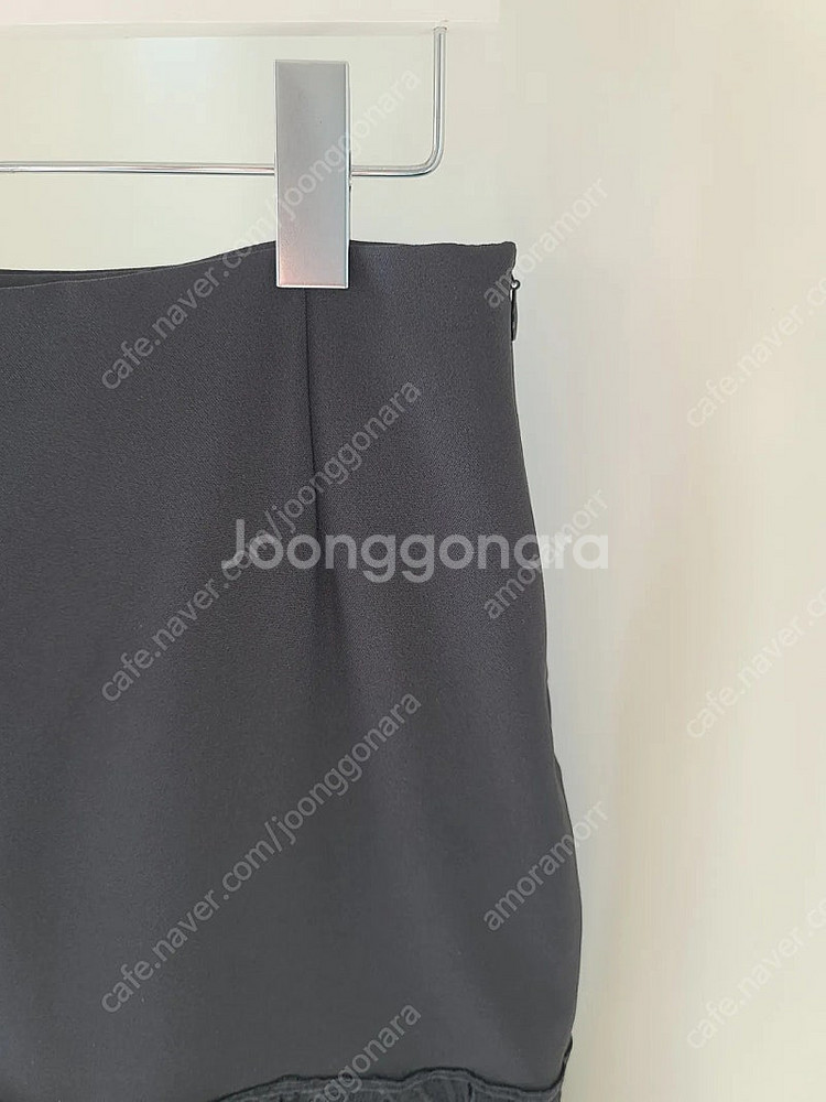 여성 블랙 검정 스커트 치마 플라워 밑단 디자인 S /...--2