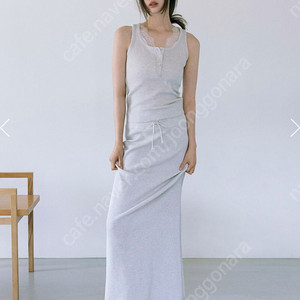 모노하 Waffle-knit jersey long skirt