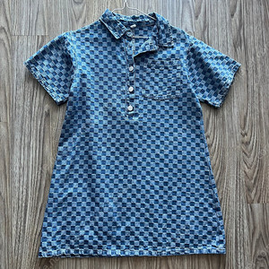 여름 원피스 바둑판무늬 폴로넥 데님 스커트