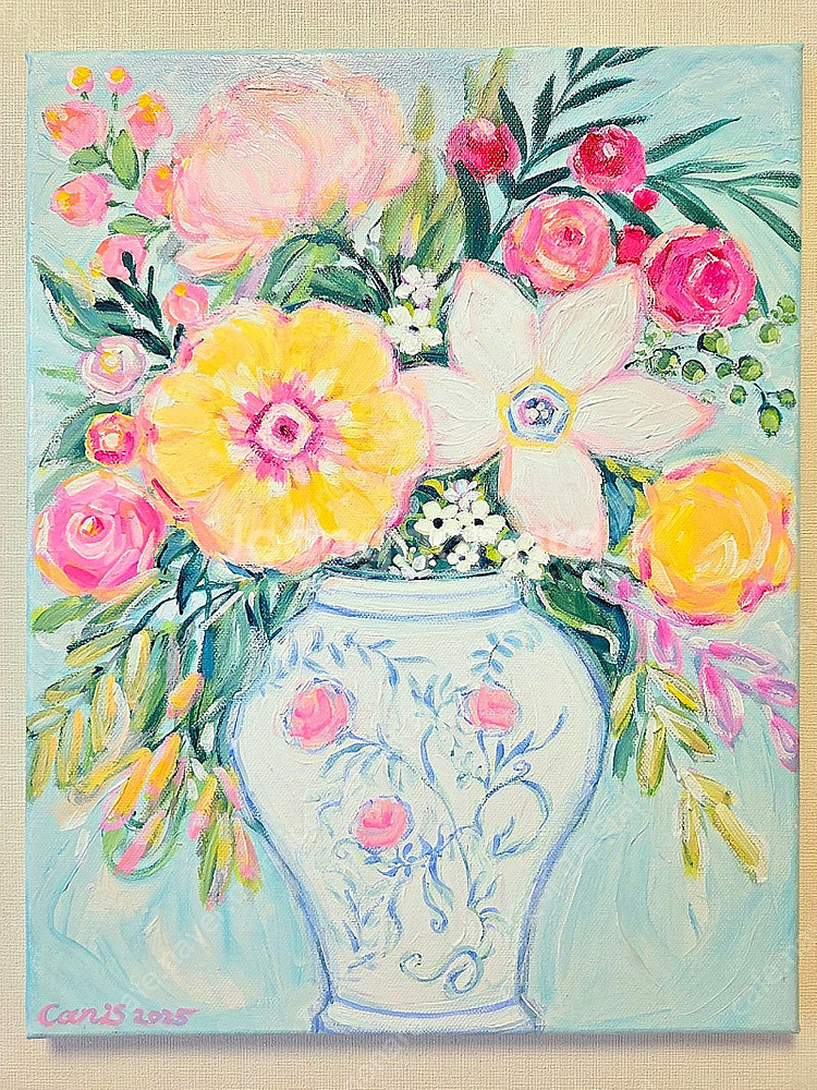꽃그림 꽃병 작가 그림 원화--0