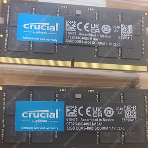마이크론 Crucial DDR5 (32GB ×2개) 4800MHz 노트북용 메모리