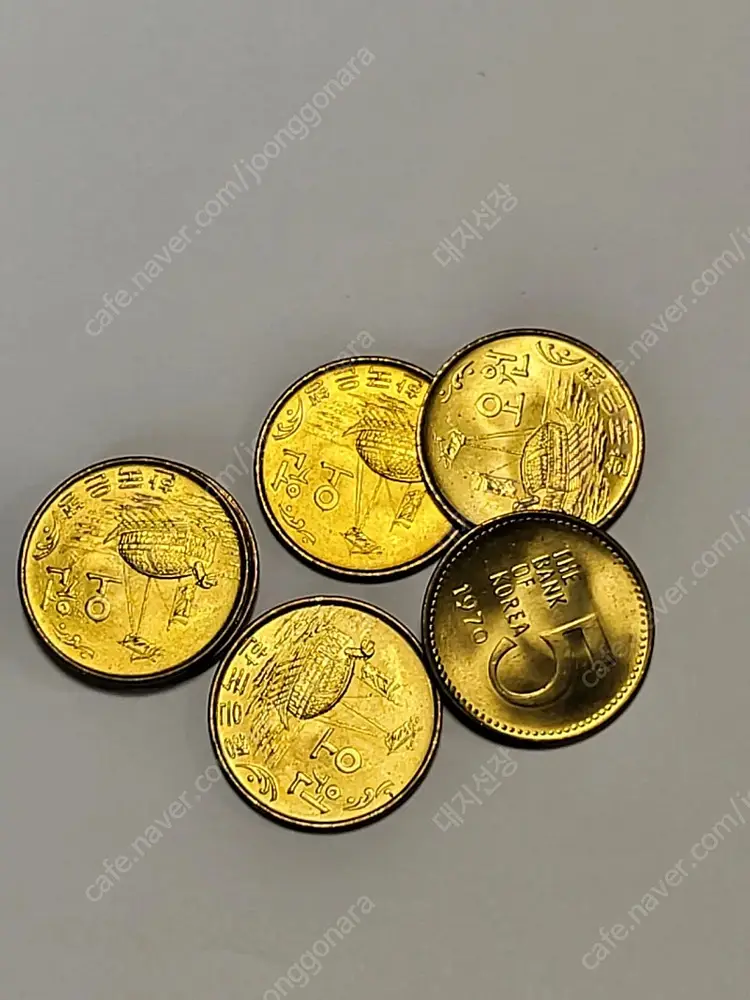 옛날 주화 동전 1원 5원 수집 이미지