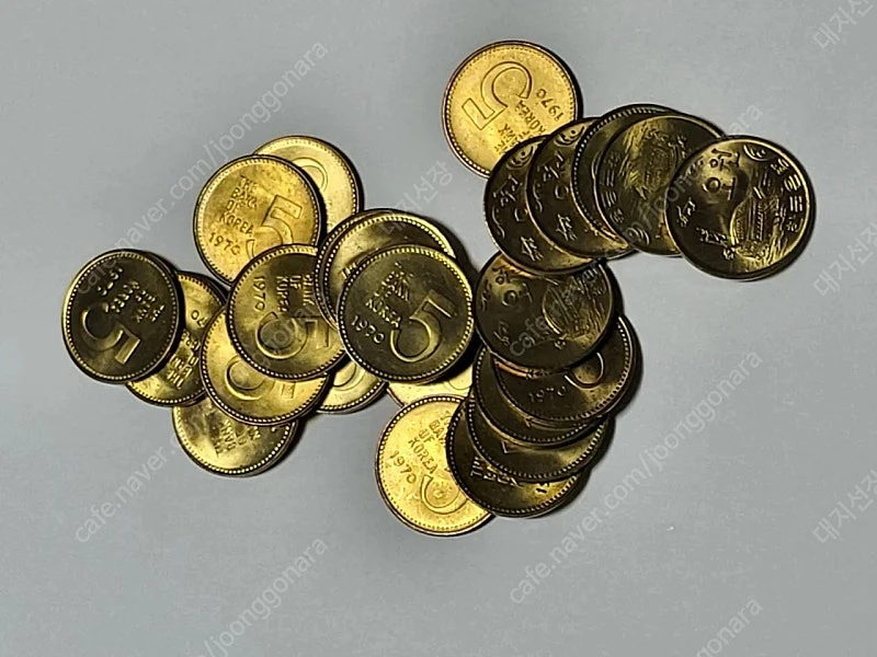 옛날 주화 동전 1원 5원 수집 이미지