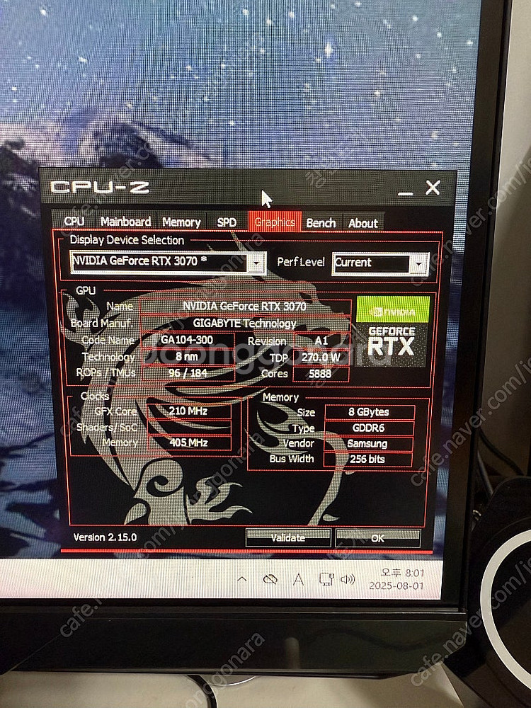 RTX3070 8기가 개인이쓰던거--5