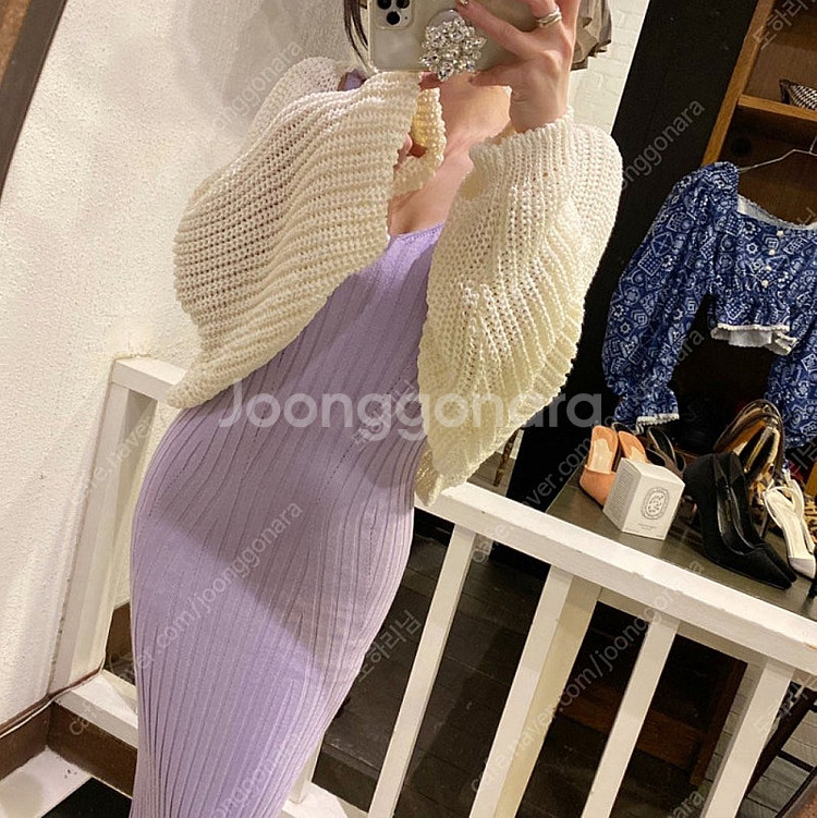 [미사용]여성 수블링 그물 볼레로 가디건 아이보리--2